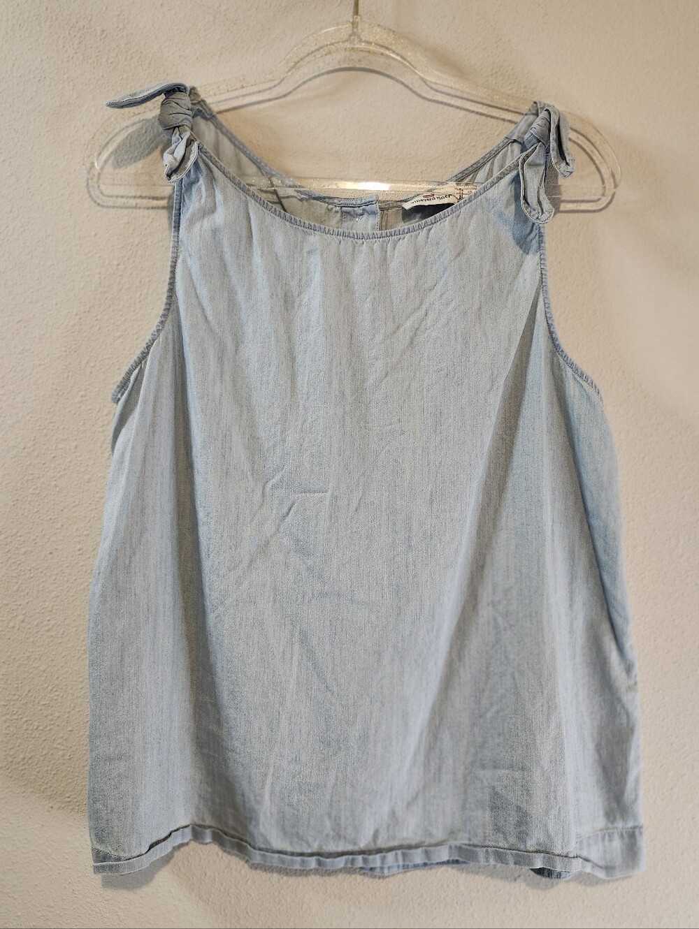 Vineyard Vines Light Blue Chambray Denim Tie Shoulder Button Back Tank Top